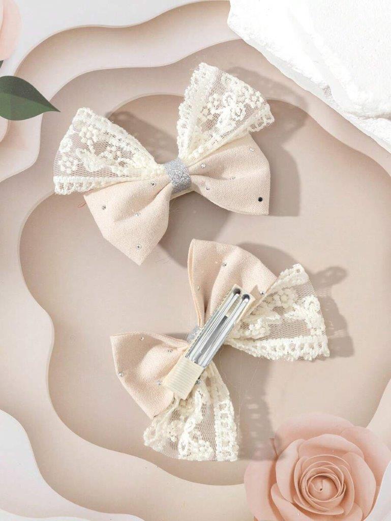 2 Piece Silver Bowknot Design Hair Clips