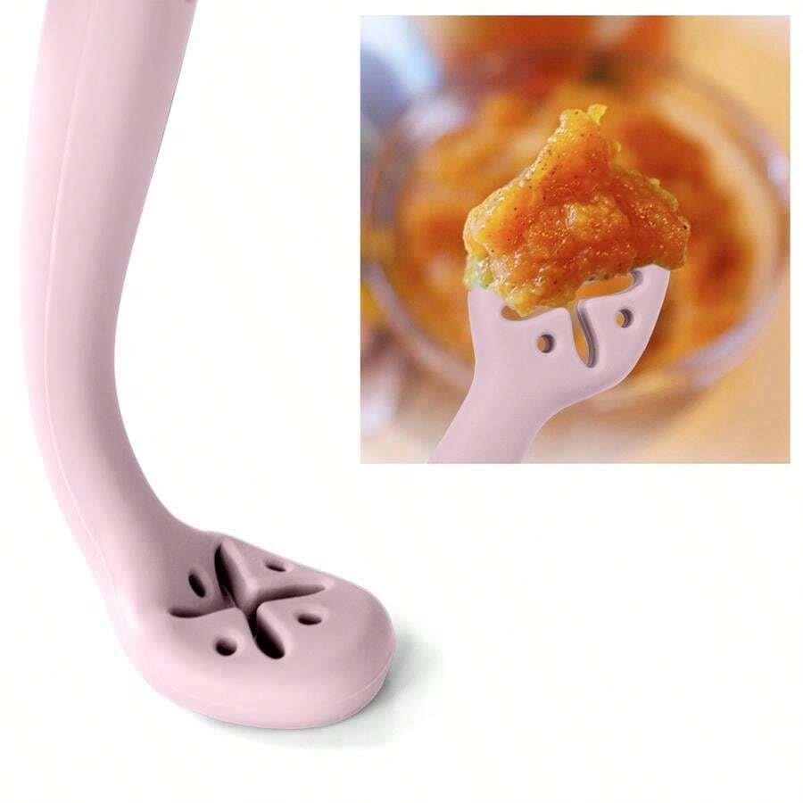 Baby 3 Piece Silicon Spoon Set Baby Pink