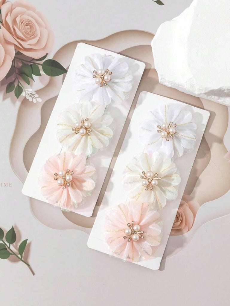 2 Piece Crystal Pearl Hair Clips