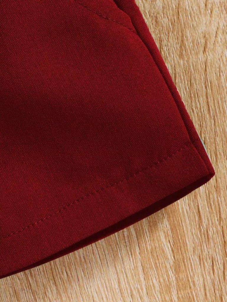 Baby 3 Piece Burgundy Bow Tie Short Sleeve Suspender Set
