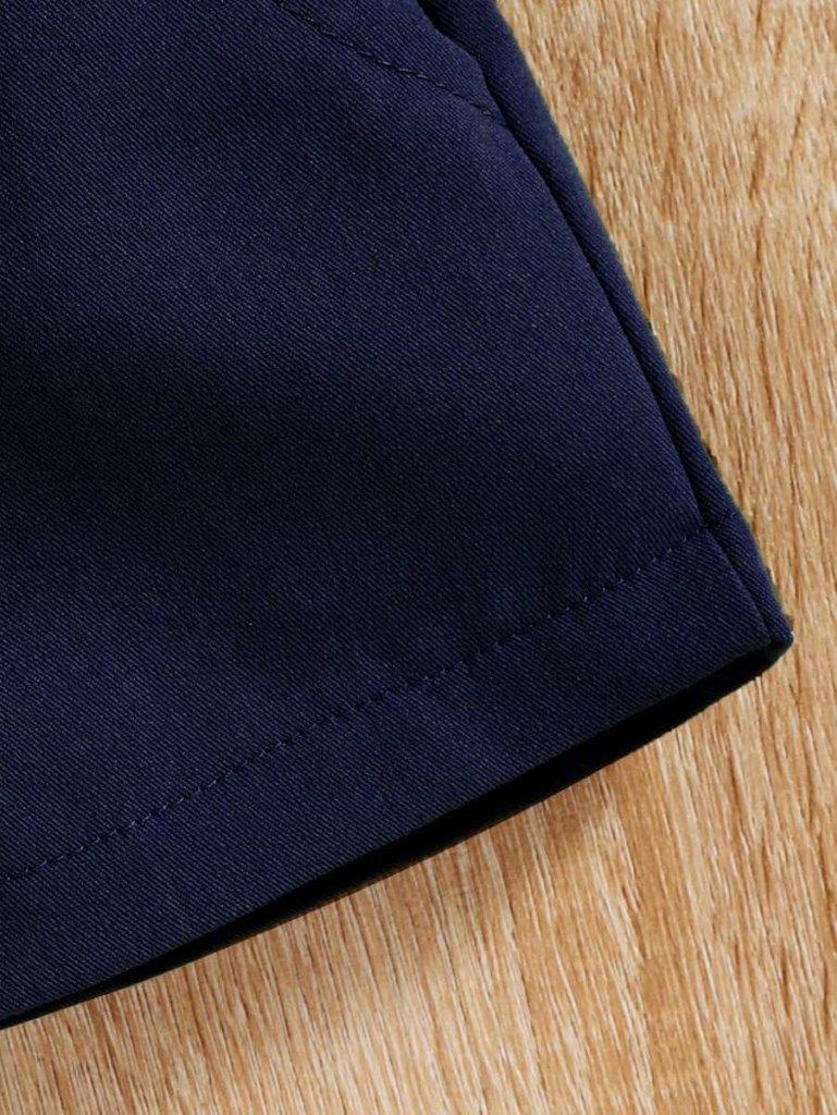 Baby 3 Piece Navy Blue Bow Tie Short Sleeve Suspender Set