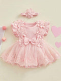 Baby Pink Ruffle Flower Tutu Bodysuit Dress Set
