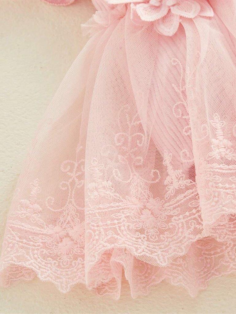 Baby Pink Ruffle Flower Tutu Bodysuit Dress Set