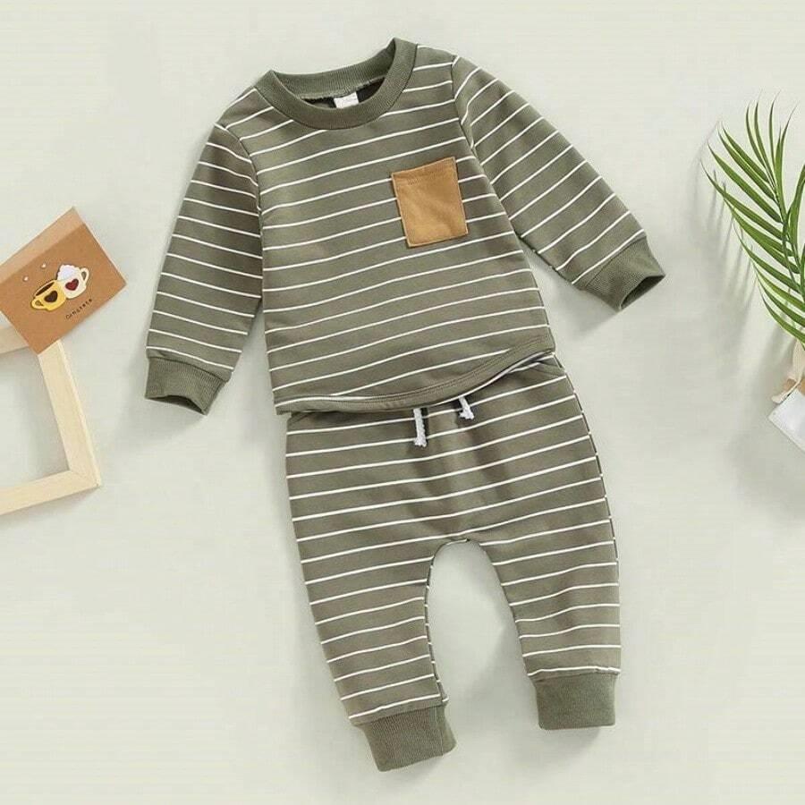 Baby Spring Stripe Pullover And Pants Set