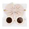 Kids Cream Sunglasses With Headband Set