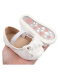 Baby White Elastic Band Strap Bow Shoes