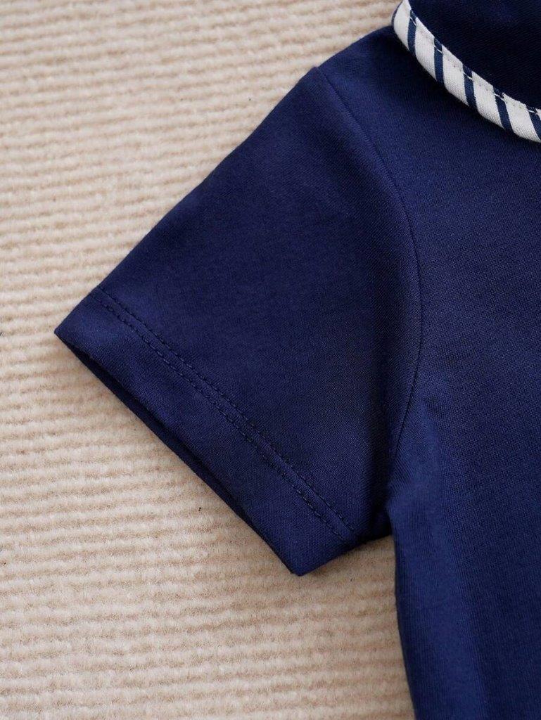 Baby Stripe Bow 2 Piece Set Navy Blue
