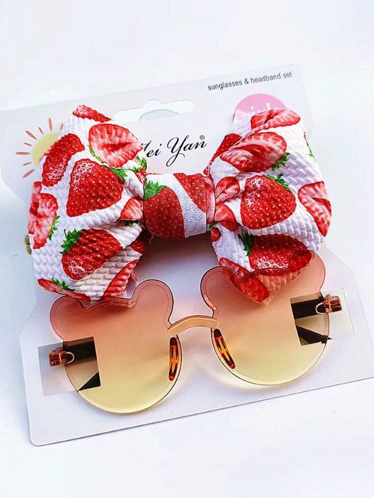 Kids Strawberry Headband And Sunglasses Set