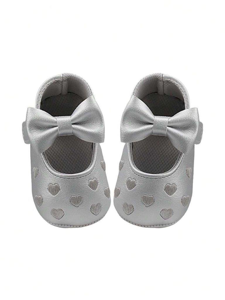 Baby Silver Heart Pattern Flats