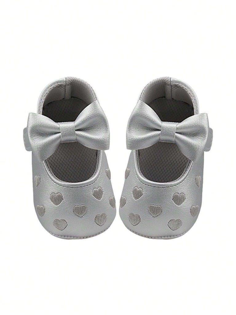 Baby Silver Heart Pattern Flats