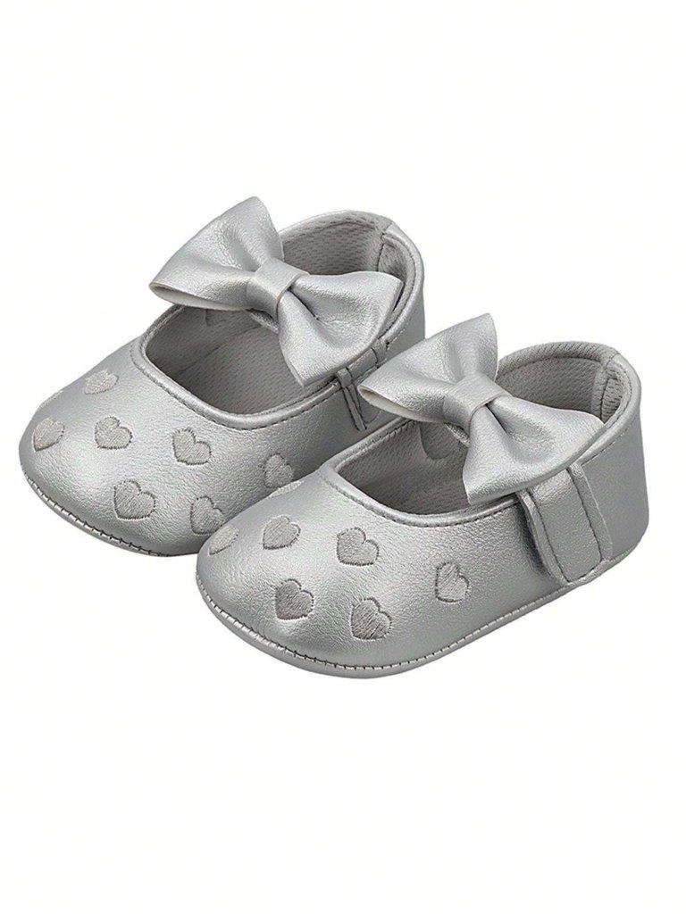 Baby Silver Heart Pattern Flats