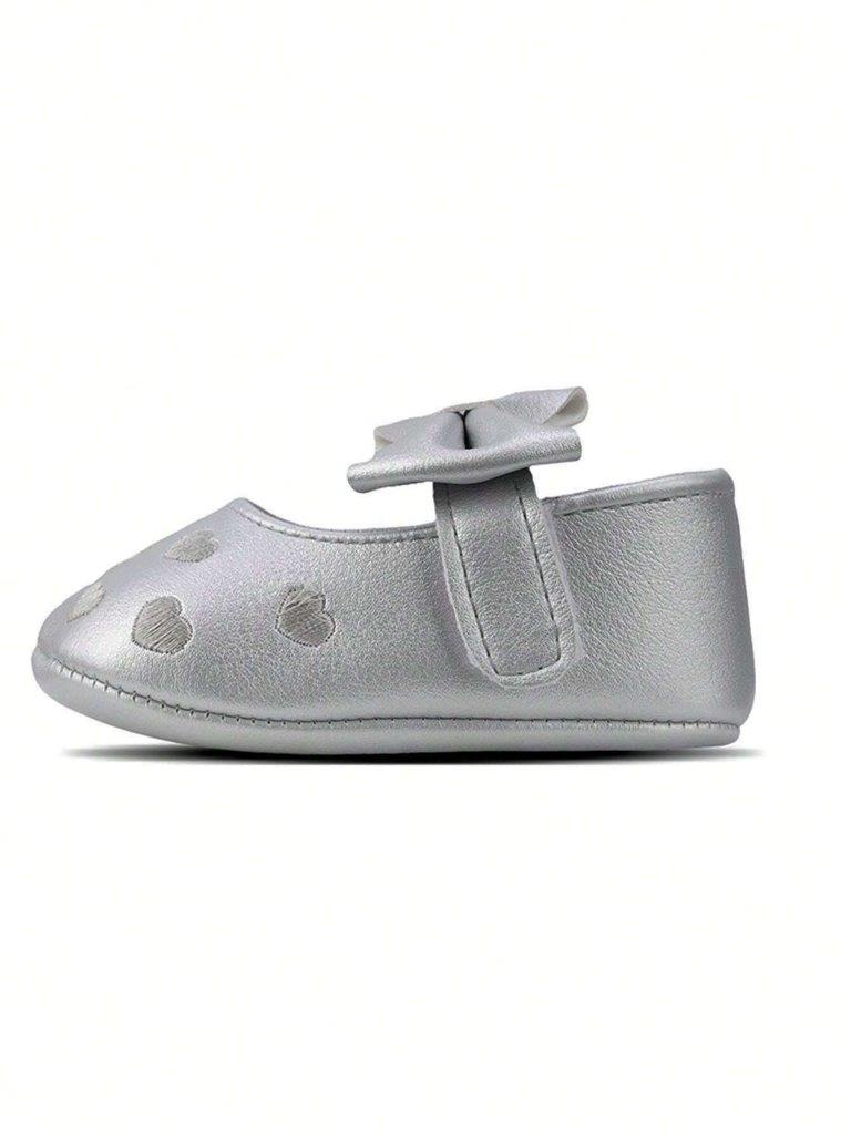 Baby Silver Heart Pattern Flats