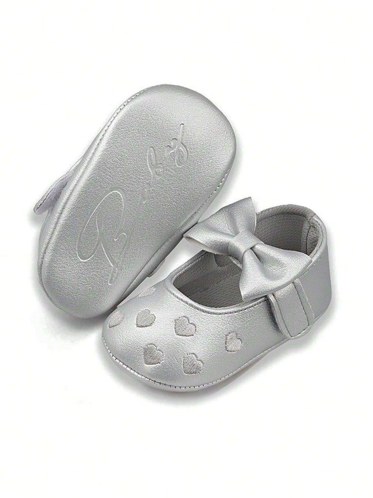 Baby Silver Heart Pattern Flats