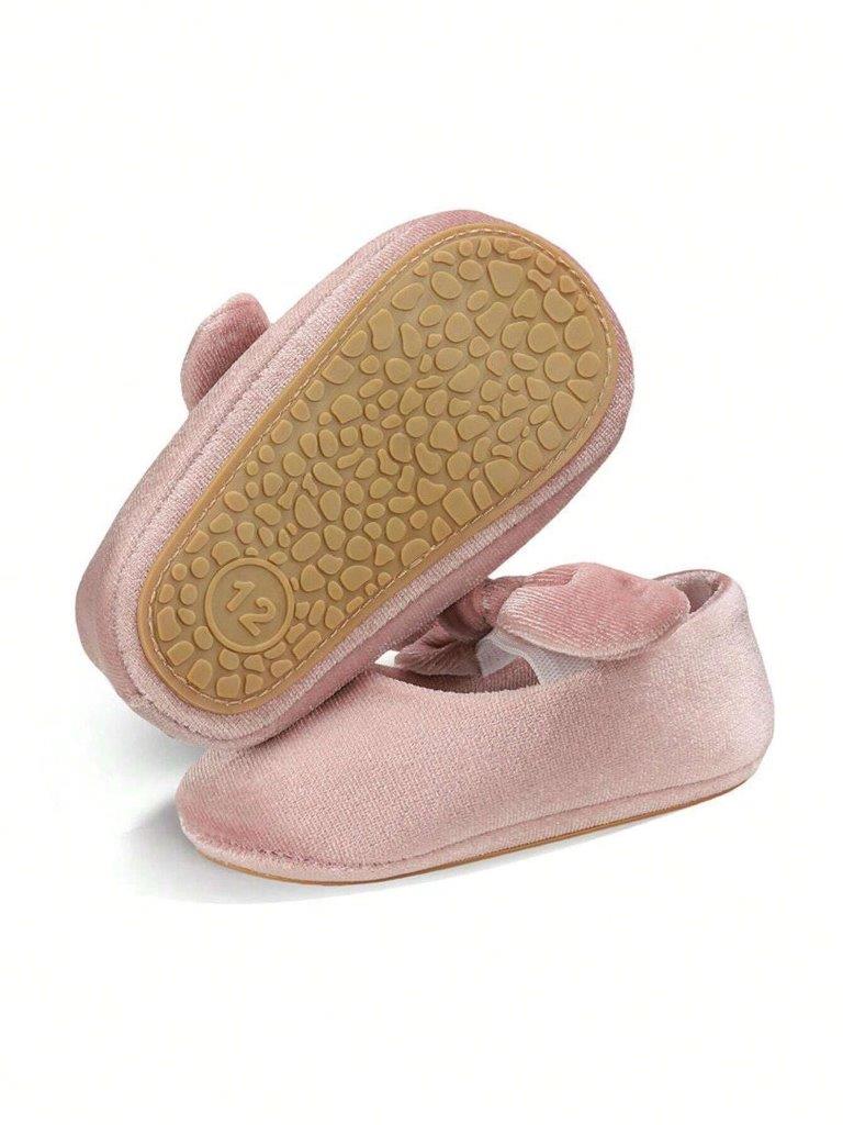 Baby Pink Anti-Slip Velvet Flats