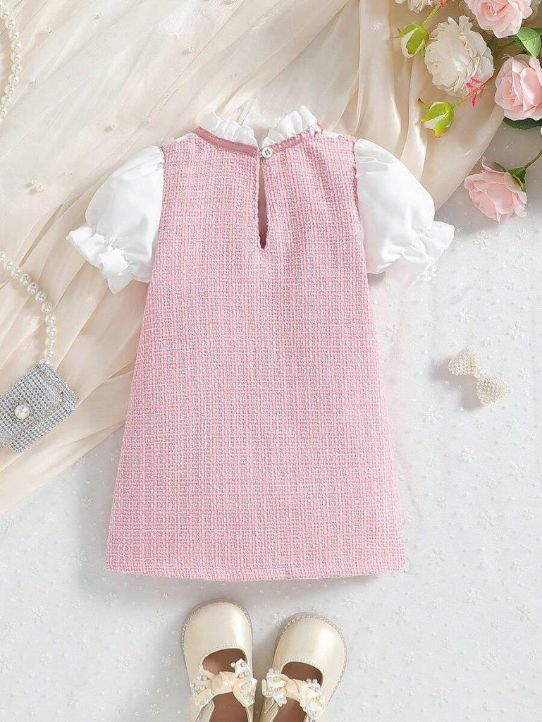Baby Elegant Frilled Short Sleeve Bow Dress