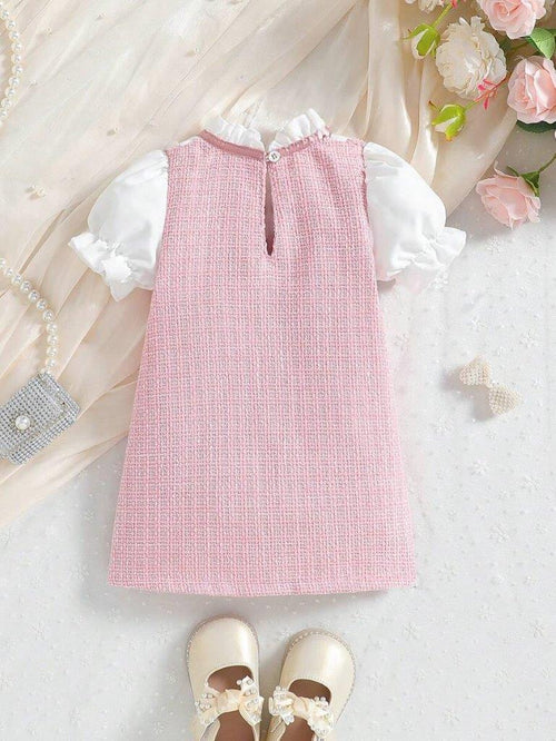 Baby Elegant Frilled Short Sleeve Bow Dress