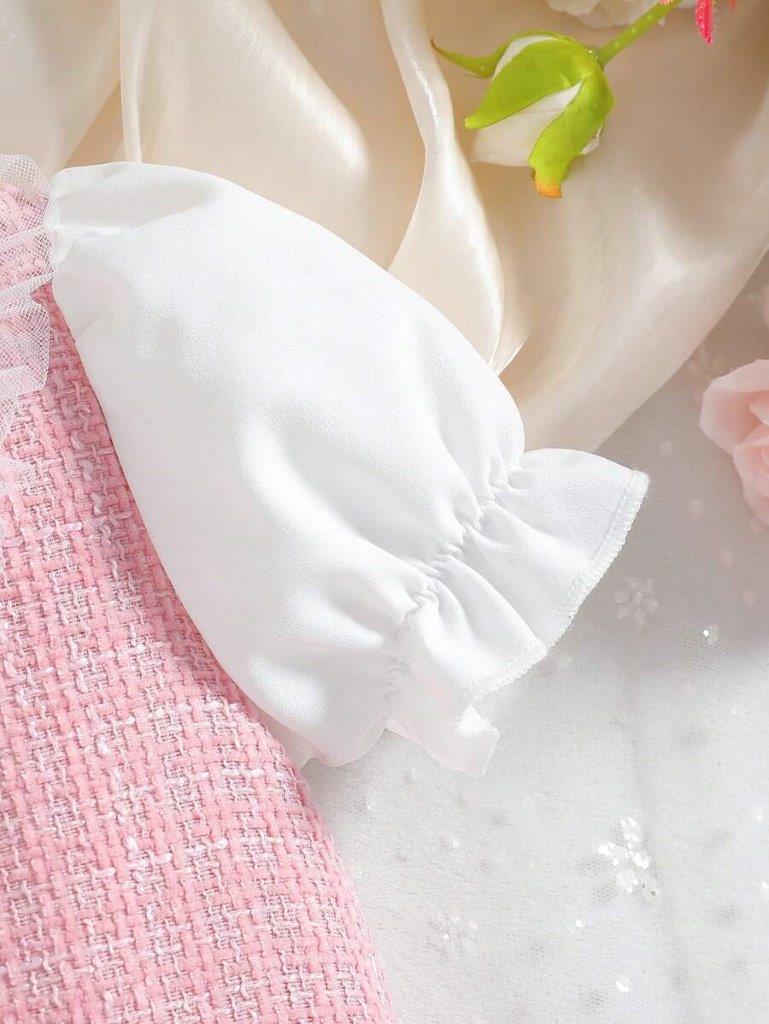 Baby Elegant Frilled Short Sleeve Bow Dress