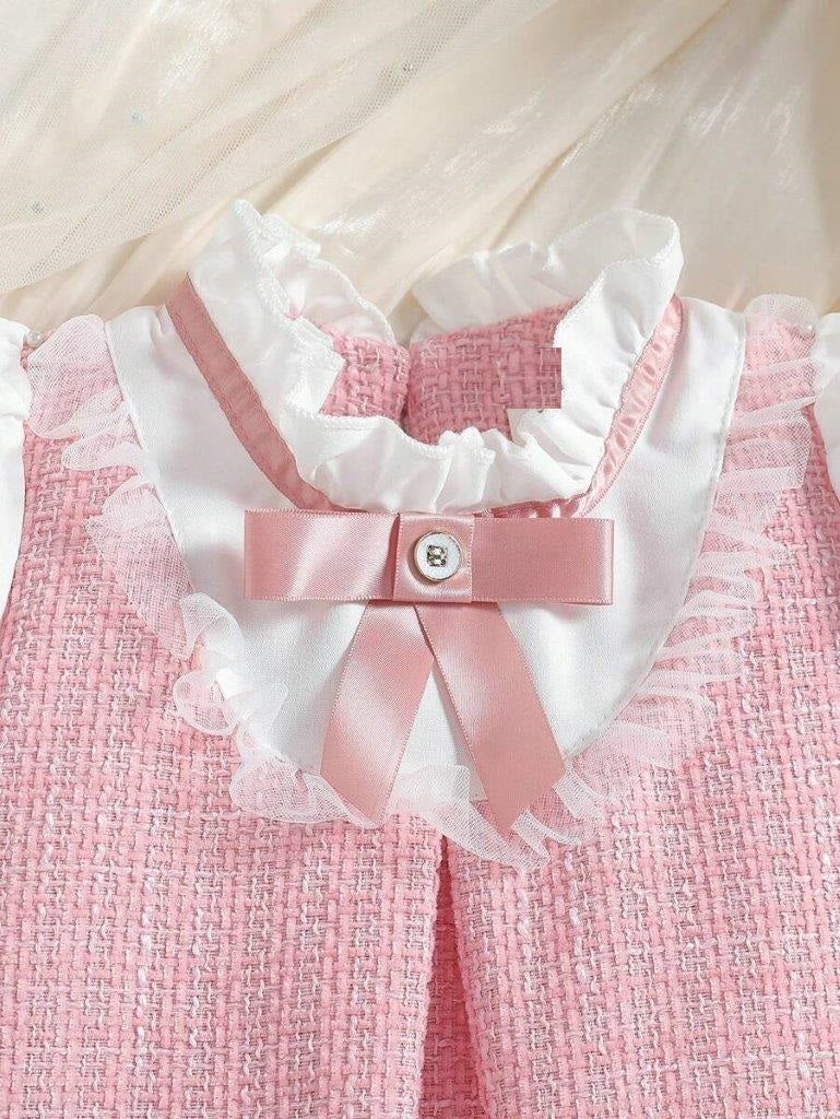 Baby Elegant Frilled Short Sleeve Bow Dress