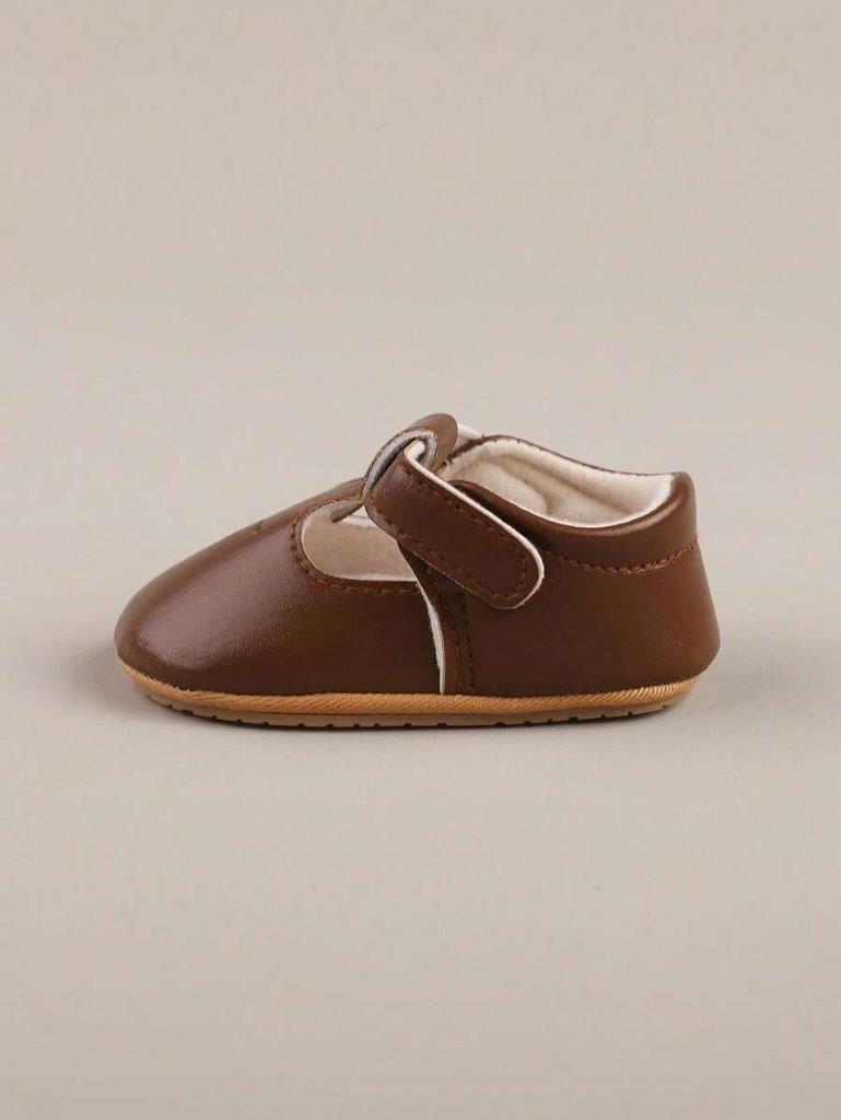 Baby Coffee Brown Pattern Mary Jane Flats