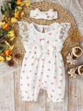 Lace Ruffle Trim Heart Romper