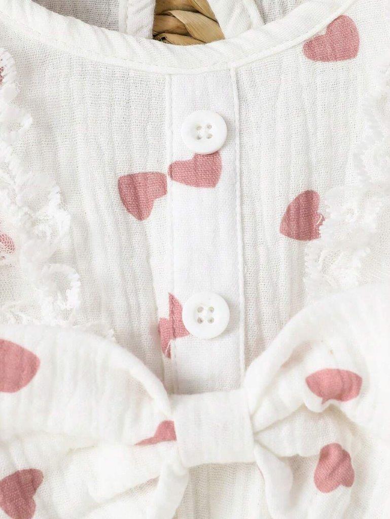 Lace Ruffle Trim Heart Romper