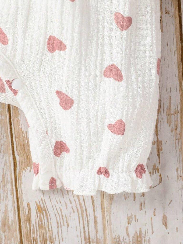 Lace Ruffle Trim Heart Romper
