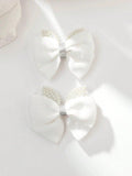 2 Piece Faux Pearl Hair Clips Set White