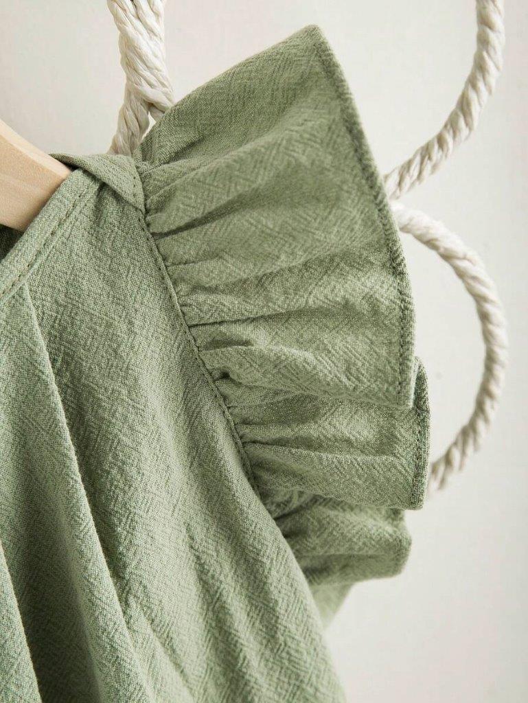 Baby Green Round Neck Frilled Sleeve Dress