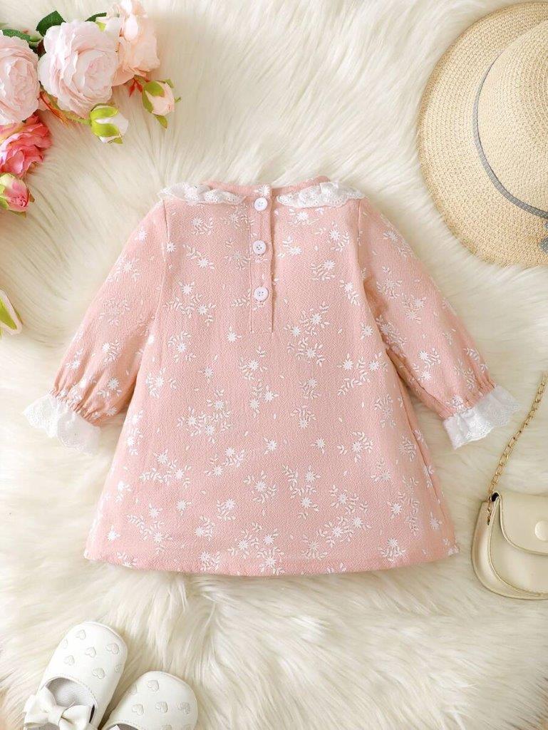 Baby Dusty Pink Floral Print Dress