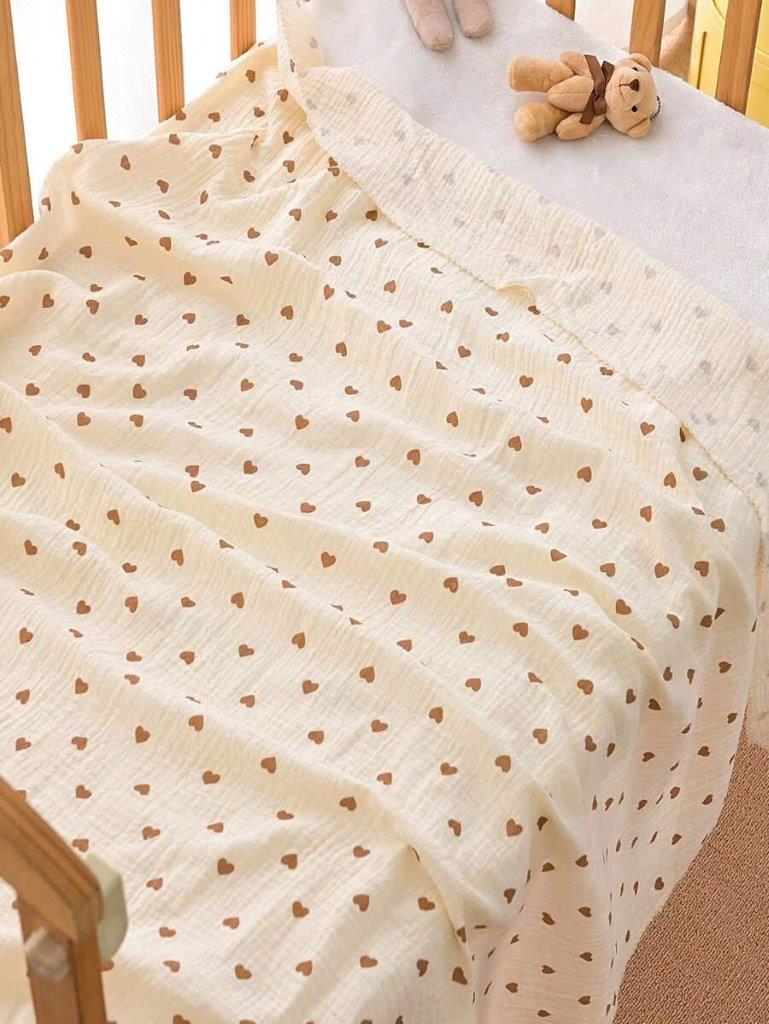 Baby Heart Muslin Blanket Mocha Brown