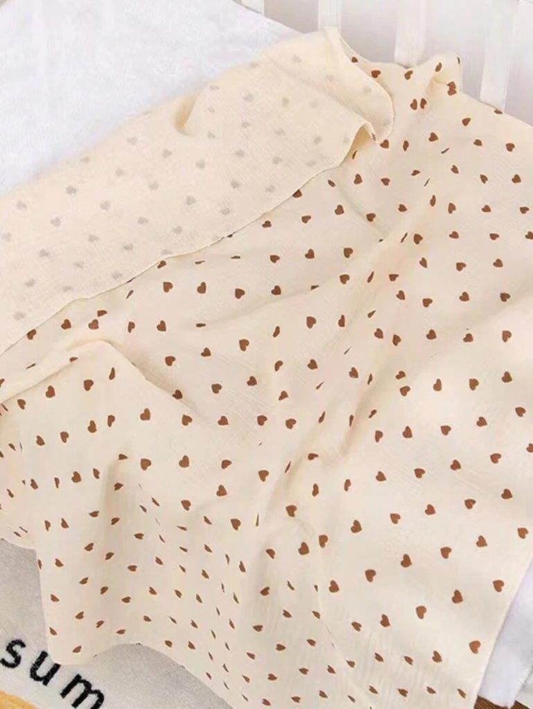 Baby Heart Muslin Blanket Mocha Brown