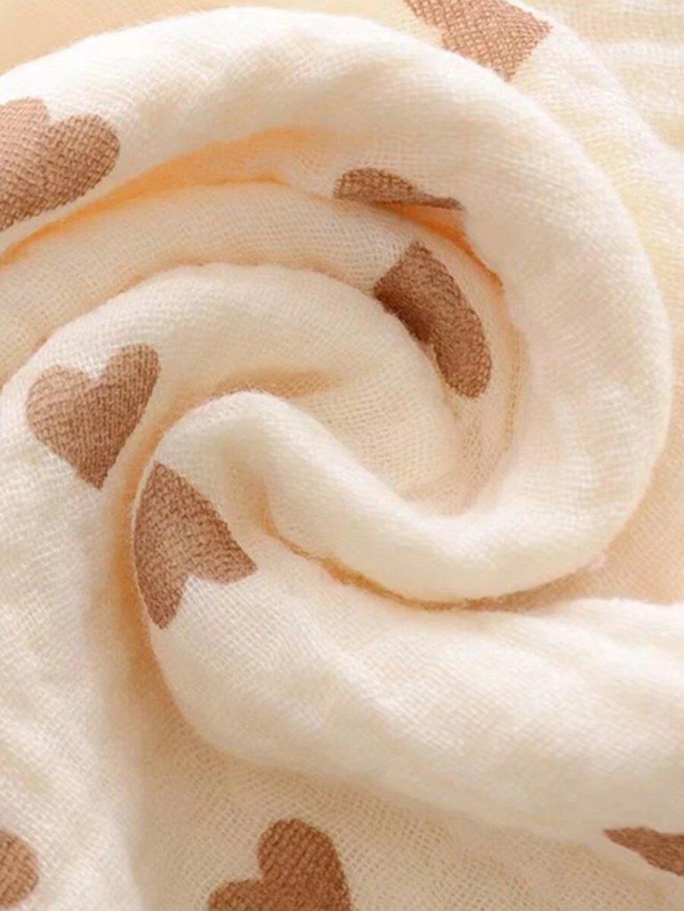 Baby Heart Muslin Blanket Mocha Brown
