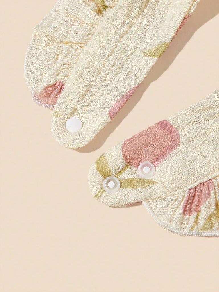 100% Cotton Stylish Ruffle Trim Bibs 2 Piece Pink