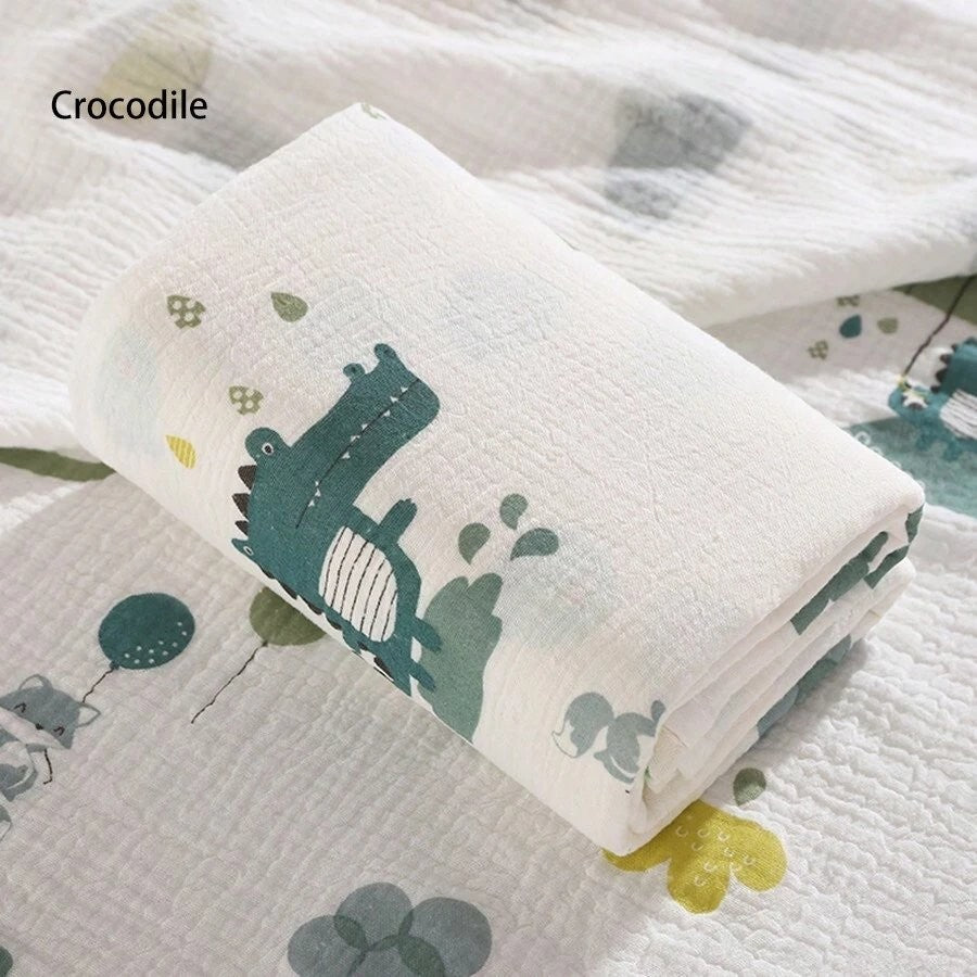 Baby Cartoon Crocodile Muslin Blanket