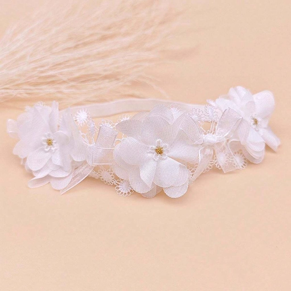 Baby Flower Bow Headband White