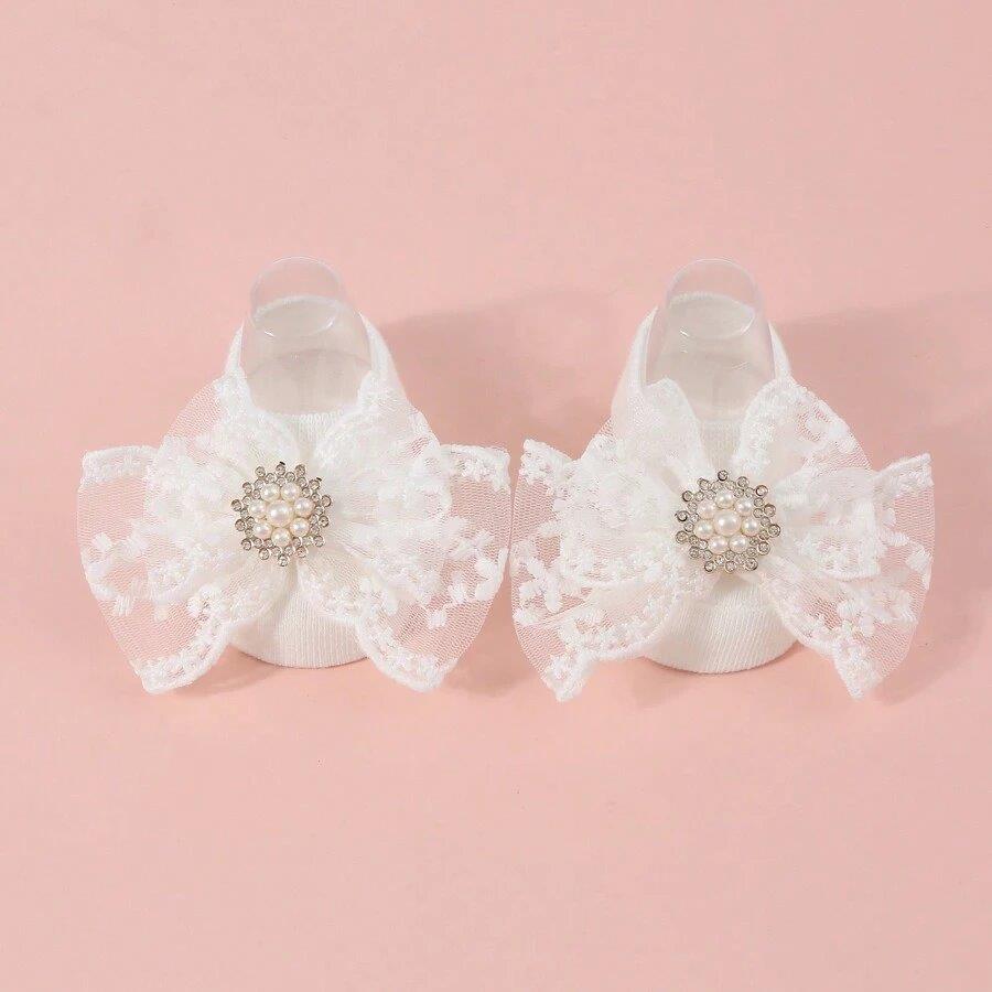 Baby Princess Lace Decor Socks With Headband 3-12 Months