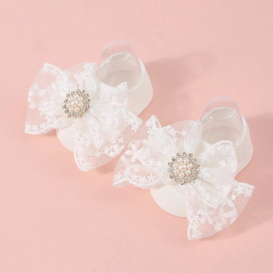 Baby Princess Lace Decor Socks With Headband 3-12 Months