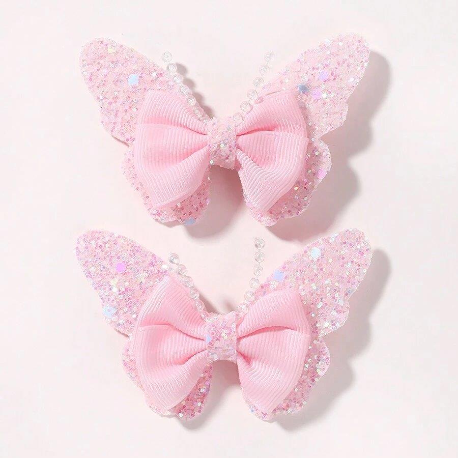 2 Piece Glitter Butterfly Hair Clips