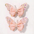 2 Piece Glitter Butterfly Hair Clips Apricot