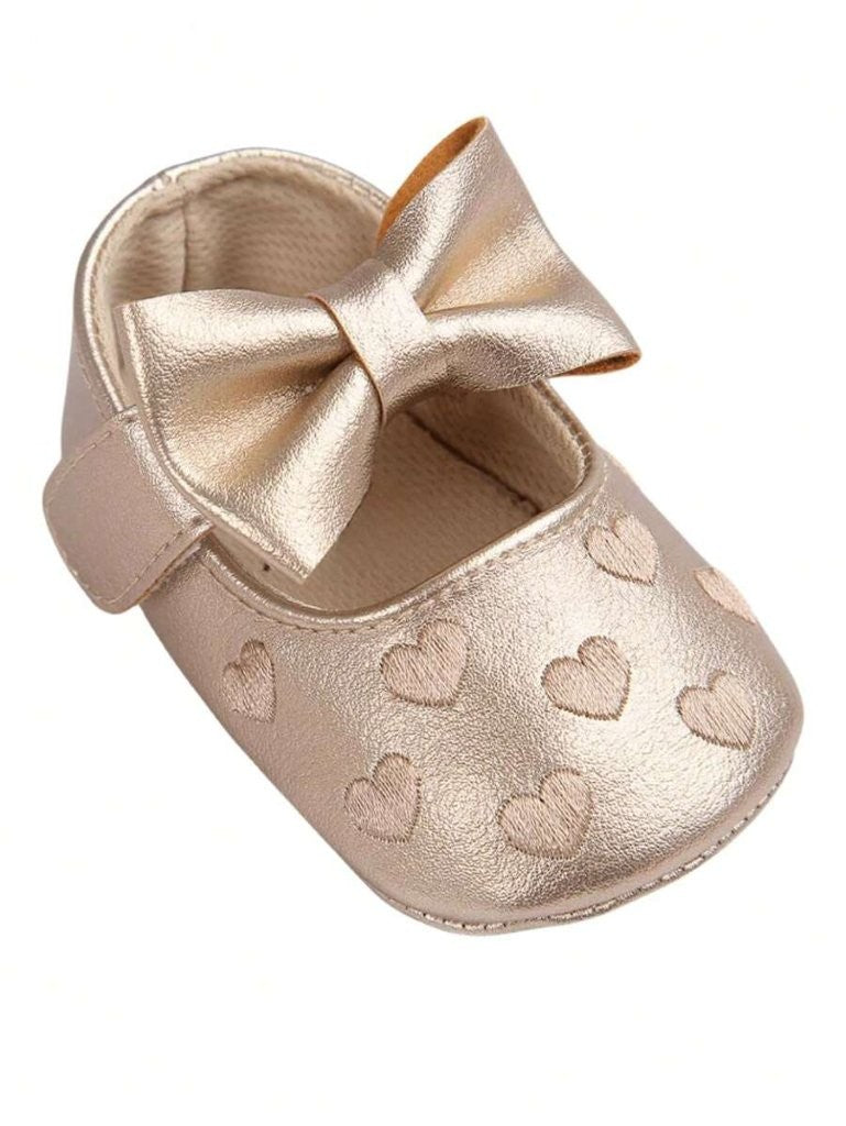 Baby Gold Heart Pattern Flats
