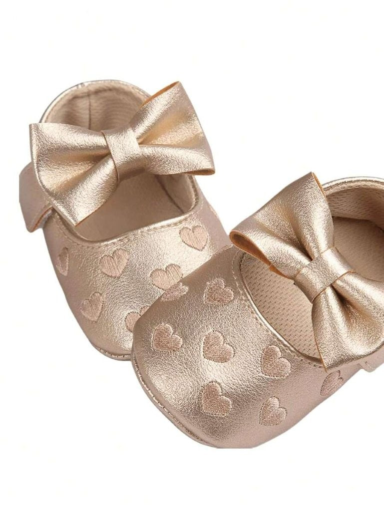 Baby Gold Heart Pattern Flats