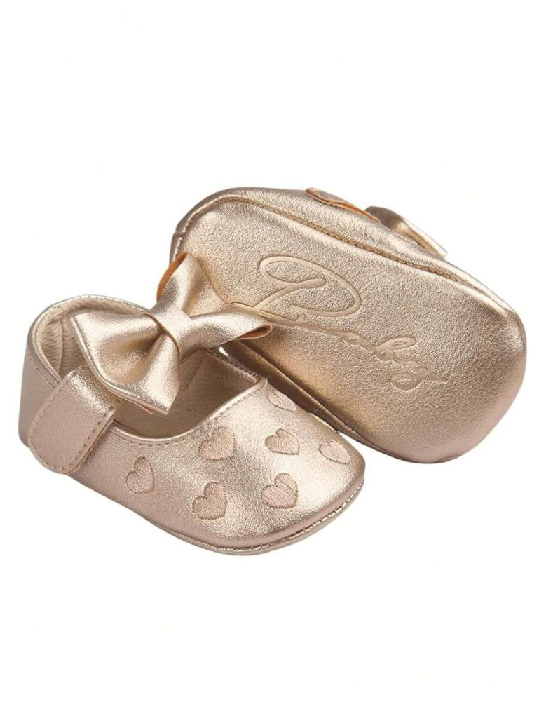 Baby Gold Heart Pattern Flats