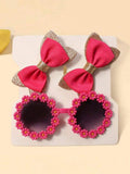 Kids Daisy Sunglasses With Hair Clips Set Hot Pink