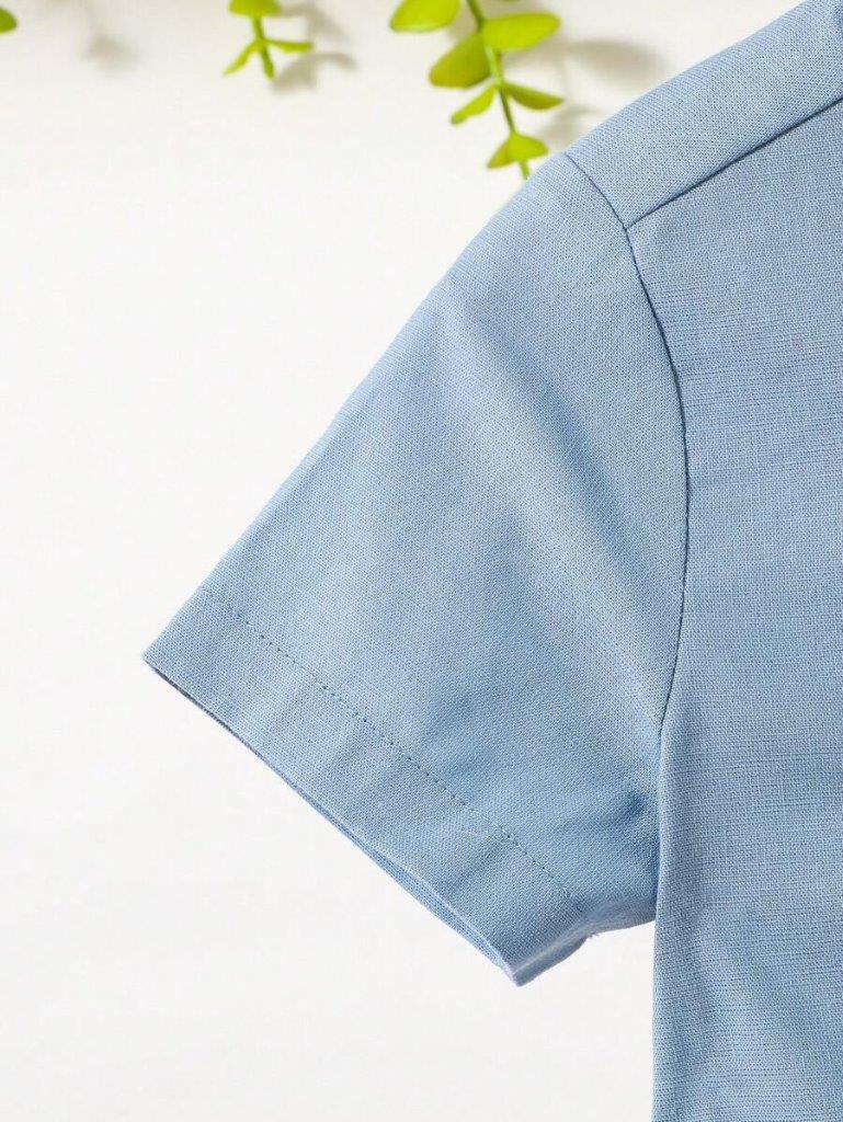 Baby Side Button Shirt and Shorts Set Blue