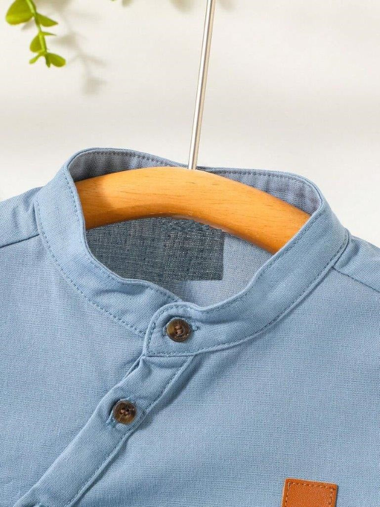 Baby Side Button Shirt and Shorts Set Blue