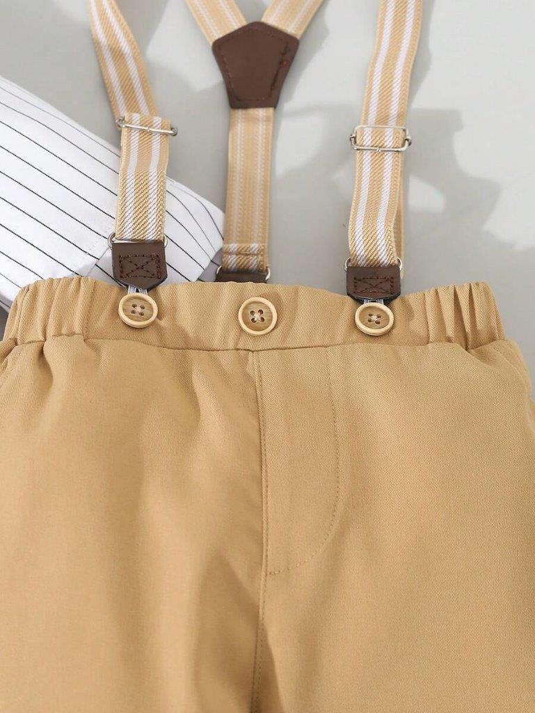Baby Dotted Bow Tie Shirt And Pants Set