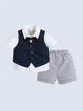 Baby 3 Piece Bow Tie Shirt, Vest And Stripe Shorts Set