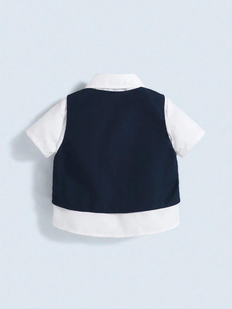 Baby 3 Piece Bow Tie Shirt, Vest And Stripe Shorts Set