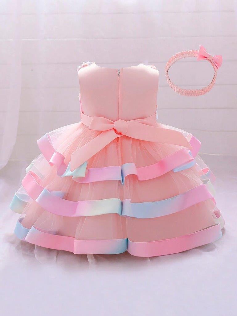 Baby 3D Colourful Flower Princess Dress