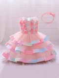 Baby 3D Colourful Flower Princess Dress